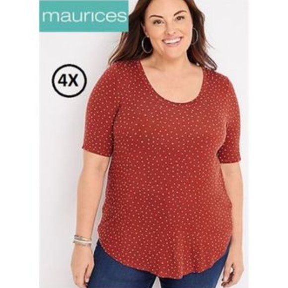 2/$25 NWT - 4x Polka dot  Scoop neck jersey  maurices - Picture 1 of 2